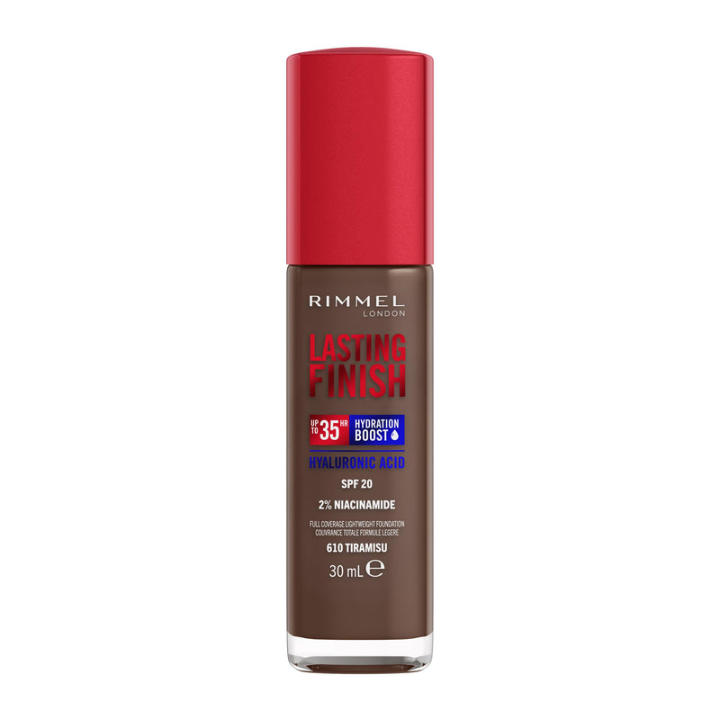 Rimmel Lasting Finish 35Hr Foundation 200 Soft Beige, Full Coverage, Hydrating, SPF20, Hyaluronic Acid, Vitamin E, 2% Niacinamide, All Day Wear, Vegan, Cruelty Free