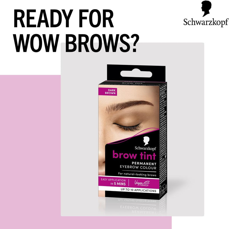 Schwarzkopf Eyebrow Tint, permanent eyebrow colour, eyebrow dye kit for natural looking brows, Dark Brown