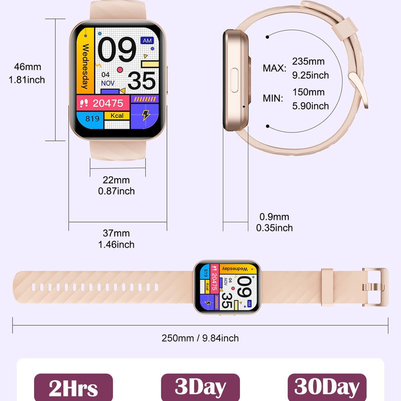 RUIMEN Smart Watch for Women Men Smart Watches with Call Function Fitness Tracker Watch with Heart Rate Monitor Pedometer Oximeter Sleep Tracker Waterproof Smartwatch Answer/Make Calls for Android iOS