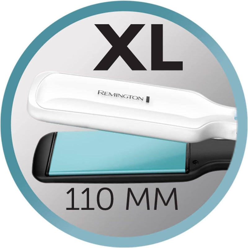Remington Shine Therapy Wide (45mm) Floating Plate Hair Straightener with Advanced Ceramic coating infused with Moroccan Argan Oil for sleek & smooth glide, 9 settings 150°C–230°C, S8550