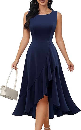 DRESSTELLS Cocktail Party Dresses for Women Wedding Guest Fall 2025 Sleeveless Fit and Flare Formal Church Dress