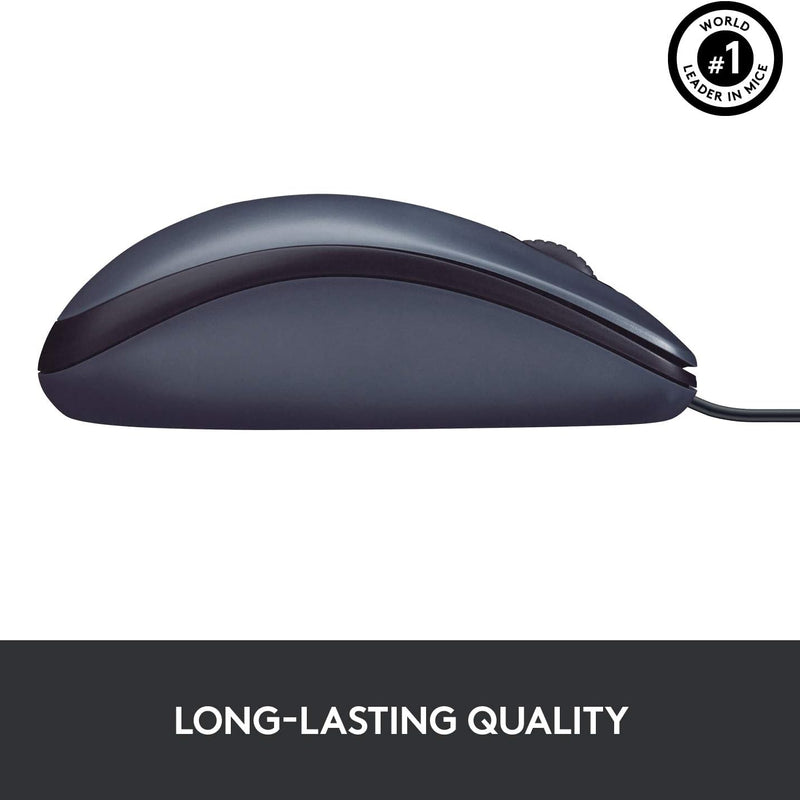 Logitech B100 Wired USB Mouse, 3-Buttons, Optical Tracking, Ambidextrous PC / Mac / Laptop - Black