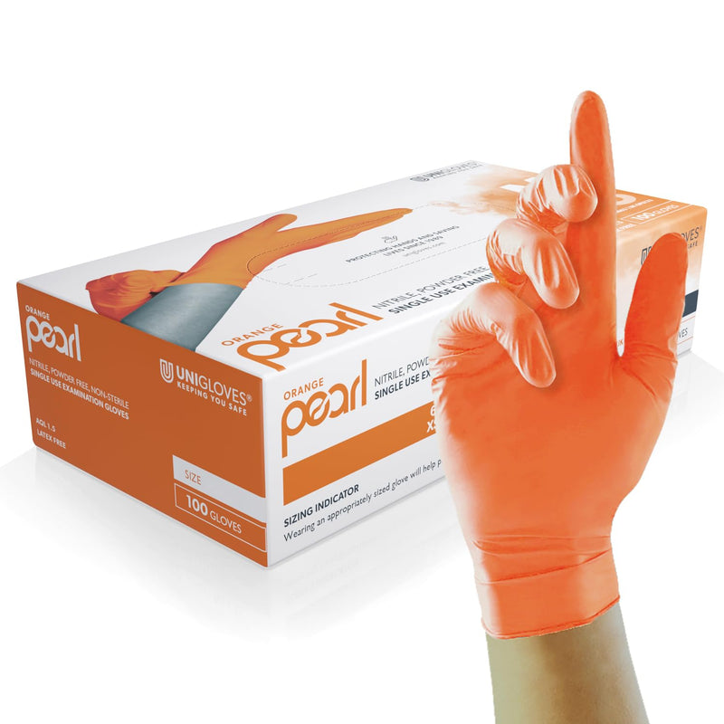 Unigloves Black Pearl Nitrile Examination Gloves - Multipurpose, Powder Free and Latex Free Disposable Gloves - Box of 100 Gloves, Black, Large (GP0034)