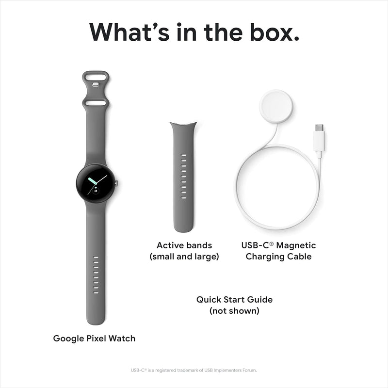 Google Pixel Watch 1st Gen (Previous Model) - Android Smartwatch with Fitbit Activity Tracking - Heart Rate Tracking Watch - Matte Black Stainless Steel case with Obsidian Active band - WiFi