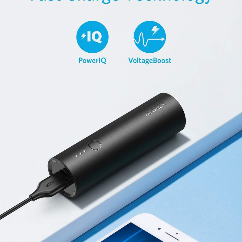 Anker Power Bank, PowerCore 5000 mAh Portable Charger, External Battery Power Bank, Compact Mobile Phone Charger with Power IQ, Compatible with iPhone 16/15/14/13 Series, iPad, Galaxy and More