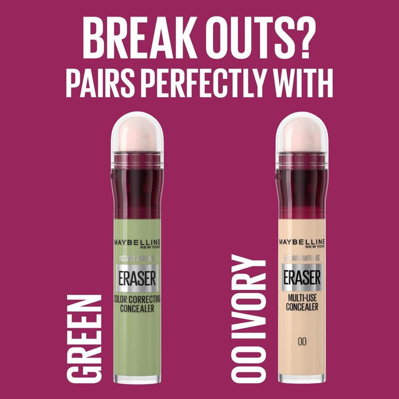 Maybelline Concealer Instant Anti Age Eraser Eye, Dark Circles and Blemish, Ultra Blendable Formula Dermatologist Tested & Suitable for Sensitive Skin 00 Ivory