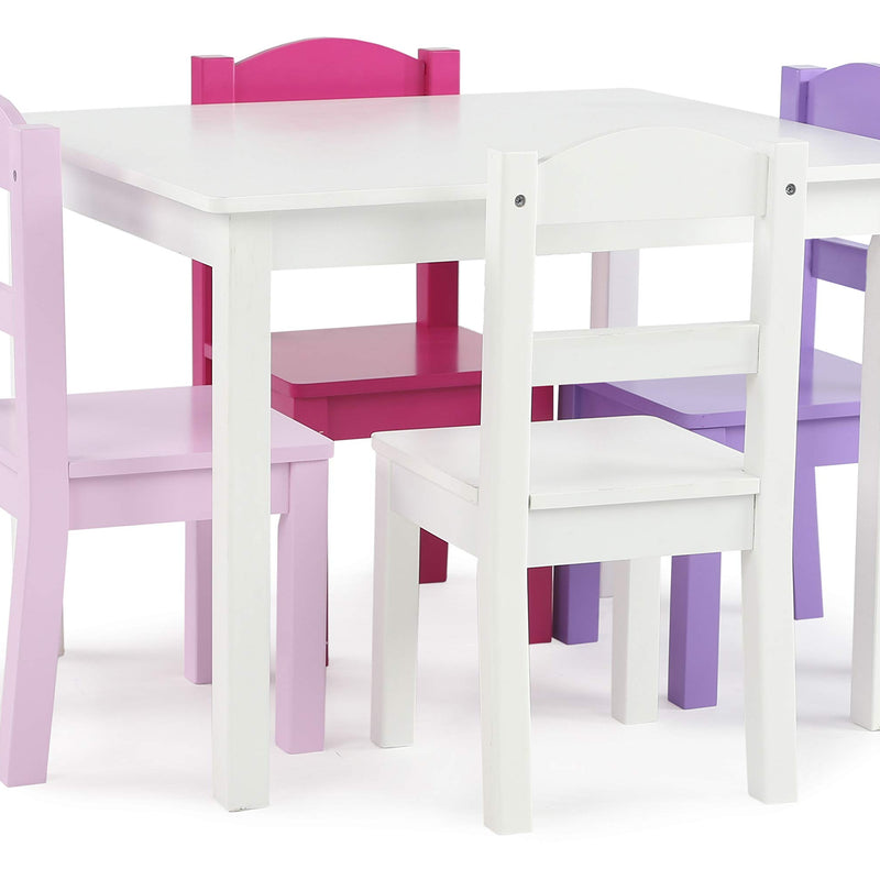 Humble Crew Elements Wooden Square Table and 2 Chairs Set for Toddlers Easy to Clean Furniture, Ideal for Learning, Playing, Eating and Crafting - Grey/Blue/Green/Yellow