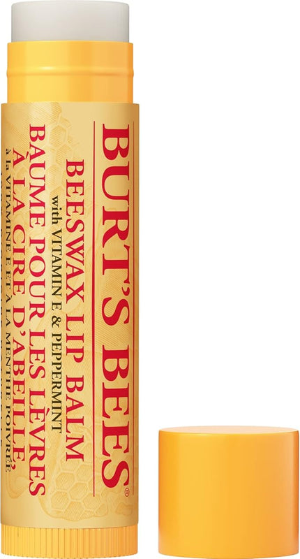 Burt's Bees Lip Balm Beeswax, Moisturising Lip Balm With Vitamin E & Peppermint, 100% Natural Origin, 4.25g