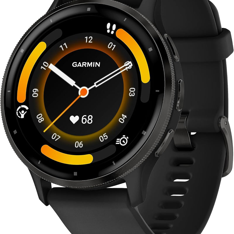 Garmin Venu 3 GPS 45mm Smartwatch, AMOLED Touchscreen, All-day Advanced Health & Fitness Features, Voice Functionality, Music Storage, Wellness Smartwatch with up to 14 days battery life, Black