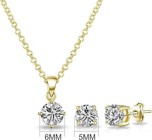 Philip Jones Gold Plated Solitaire Friendship Set Created with Zircondia® Crystals