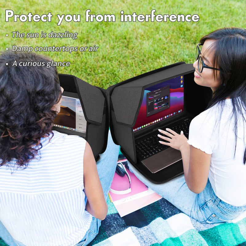 Yumt 14” Laptop Sun Shade, Portable Case Laptop Shade, Computer Sun Shade for Working Outside,Contrast Enhancement,Foldable Privacy Cover Hood 2-in-1 (Patent Pending)
