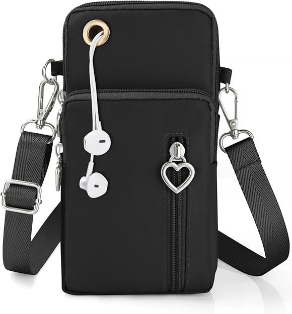 Aucuu Women Crossbody Phone Bag, Nylon Mini Crossbody Shoulder Bag with Detachable Adjustable Straps, Cellphone Purse Armband with Headphone Port for cellphones under 7 inches