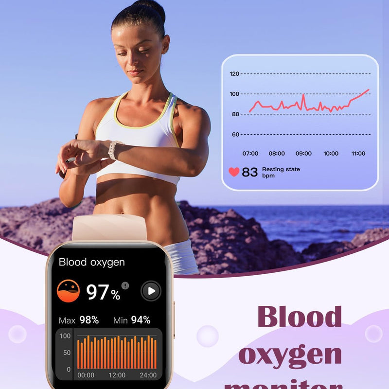 RUIMEN Smart Watch for Women Men Smart Watches with Call Function Fitness Tracker Watch with Heart Rate Monitor Pedometer Oximeter Sleep Tracker Waterproof Smartwatch Answer/Make Calls for Android iOS