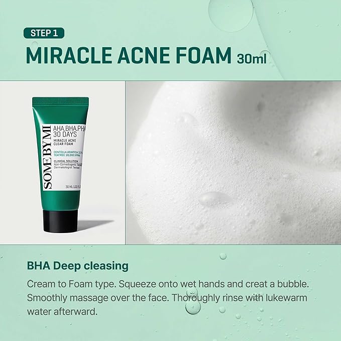 SOME BY MI Aha.Bha.PHA 30Days Starter Limited Edition 4 Pcs Set (Toner 30ml+Serum 10ml+Cream 20g+Miracle Acne Clear Foam 30ml) Miracle AC SOS Kit