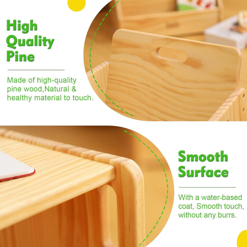 FUNLIO Montessori Weaning Table and Chair Set for Toddlers Age 1-3, Height Adjustable Toddler Table and Chair Set, Cube Kids Table Chair for Reading/Eating/Playing, Easy to Assemble, CE,CPC Certified
