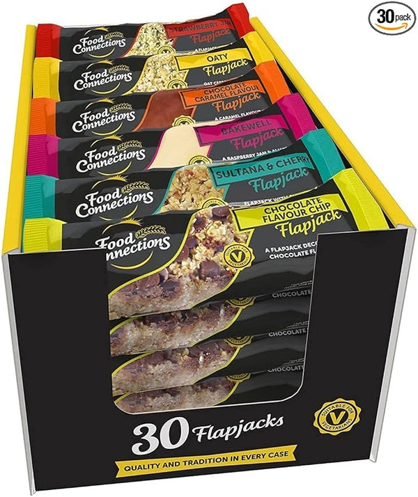 Food Connections | Classic Mix Flapjack Bars | 30 x 100g Bars | 6 Delicious Flavours