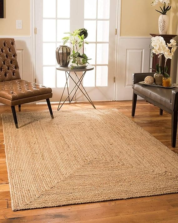 The Home Talk Natural Jute Rug 90 x 150 CM - Handwoven Reversible Indoor Rug for Farmhouse or Rustic Style or Boho - Durable Material Adds Texture and Warmth to Living Room, Bedroom, or Dining