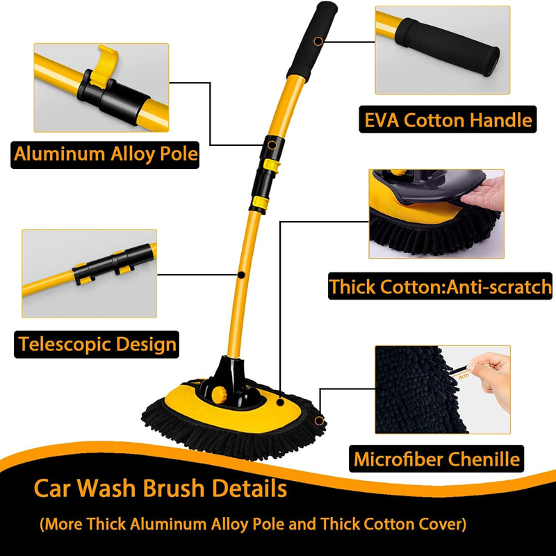 15° Curved Car Cleaning Brush with Telescopic Handle 43