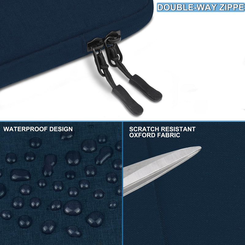 15.6 inch Laptop Sleeve Case, Shockproof Protective Computer Sleeve Cover with Accessories Pocket, Water Resistant Traveling Carrying Laptop Bag Compatible for MacBook Dell HP Acer Lenovo, Dark Blue