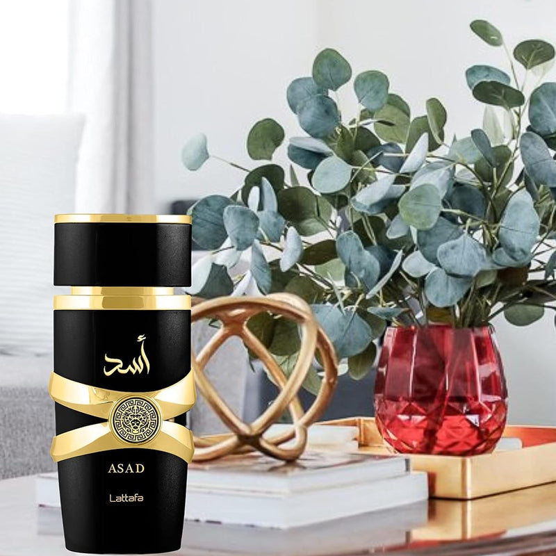 Lattafa Asad Premium Perfume Refreshing Oud and Musk Fragrances Eau De Parfum 100 ml Perfume for Unisex (Pack of 1), 100 ml (Pack of 1)