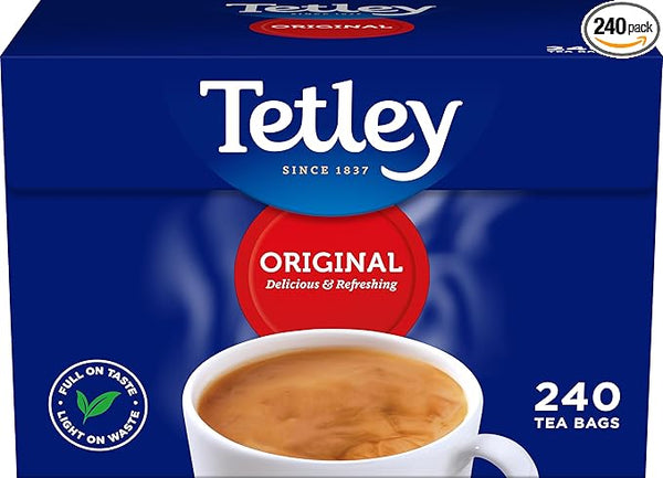 Tetley Original Black Tea Bags - Full Flavoured British Brew - Perfect for Breakfast or Anytime - Rainforest Alliance Certified - 240 Teabags (1 Pack)