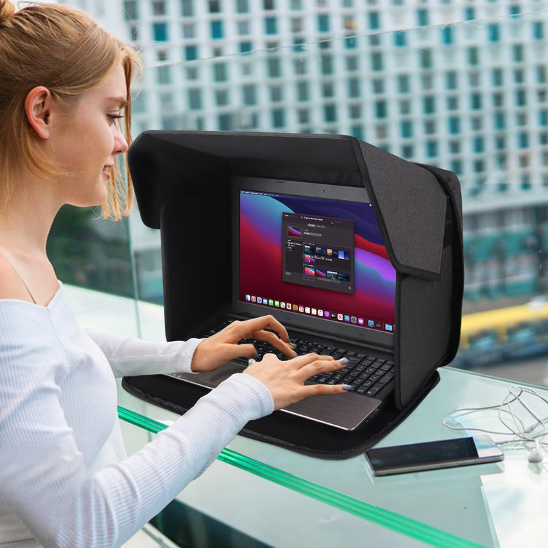 Yumt 14” Laptop Sun Shade, Portable Case Laptop Shade, Computer Sun Shade for Working Outside,Contrast Enhancement,Foldable Privacy Cover Hood 2-in-1 (Patent Pending)