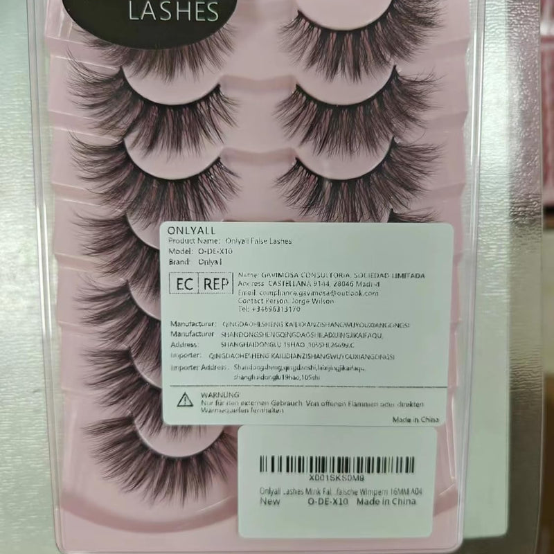 Onlyall False Lashes Cat Eye Strip False Eyelashes Fake Lash Volume Soft Faux Mink Eyelash Wispy Look Fluffy Foxeye Lash 7 Pair 16MM A04