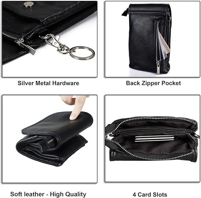 befen Genuine Leather Crossbody Bag, Cellphone Wallet, Small for Women Mini Shoulder Purse with Long Strap and Key Ring - Fit 8 Plus or Phone Less 6.5 Inch