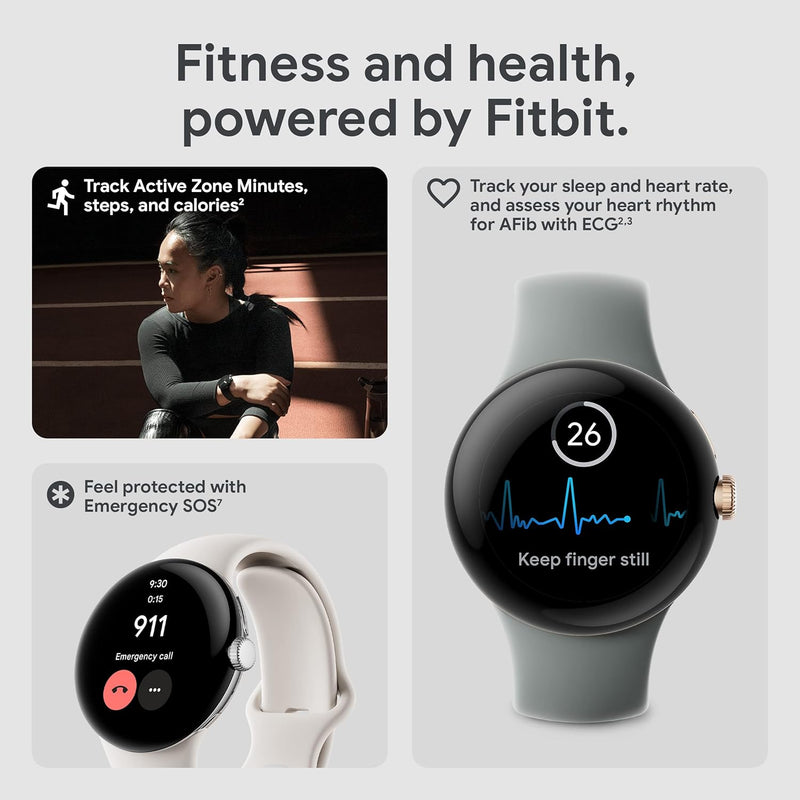 Google Pixel Watch 1st Gen (Previous Model) - Android Smartwatch with Fitbit Activity Tracking - Heart Rate Tracking Watch - Matte Black Stainless Steel case with Obsidian Active band - WiFi