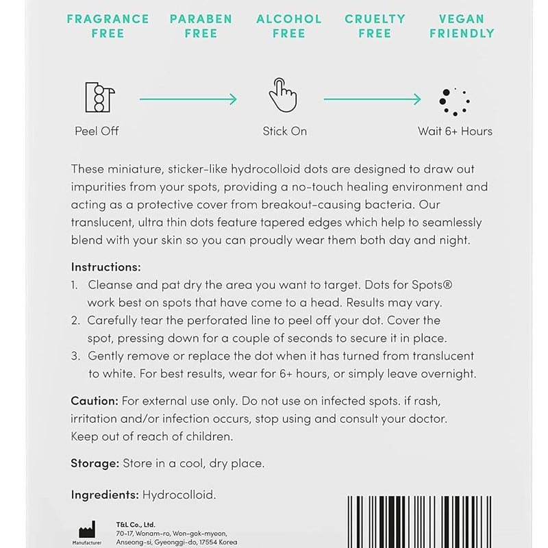 Dots for Spots Acne Patches - Pack of 60 Translucent Hydrocolloid Pimple Patch Spot Treatment Stickers for Face and Body - Fast-Acting, Vegan & Cruelty Free Skin Care
