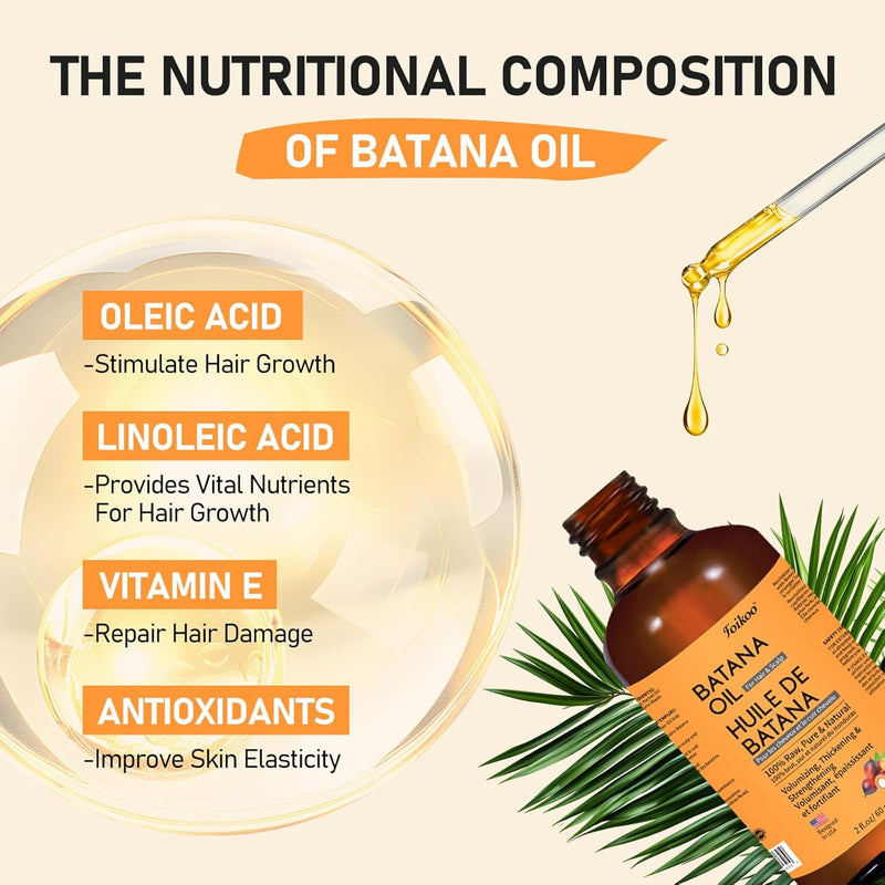 Batana Oil for Hair Growth Dr Sebi Organic, 100% Raw Pure & Natural Botana Oil from Honduras, Deeply Nourishing Scalp for Hair Thicker and Stronger