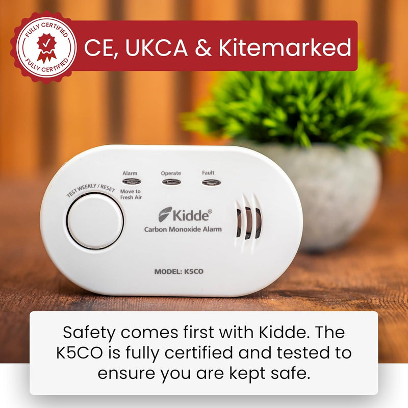 Kidde 5CO Carbon Monoxide Alarm and Detector with AA Batteries - 10 Year Sensor Life CO Alarm for Home