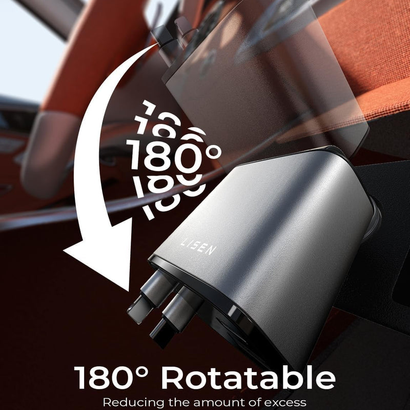 LISEN Retractable Car Charger Adapter 69W Cigarette Lighter USB Charger Travel Camping Essentials Campervan Back to School Supplies Mercedes, Fiat 500, Ford Fiesta Car Accessories Gifts for Men Women
