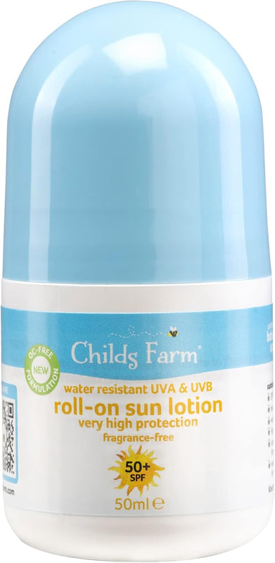 Childs Farm Kids And Baby Sun Lotion Roll-On SPF 50plus Water Resistant UVA And UVB Very High Protection Suitable Dry, Sensitive And Eczema-prone Skin 50ml, White, 1, 85.65 Grams