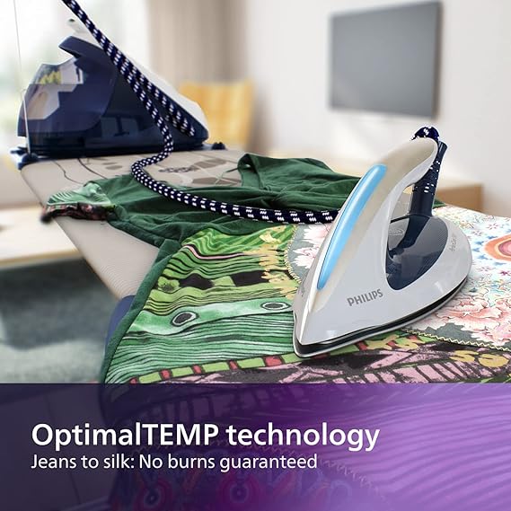 Philips PerfectCare Elite Steam Generator Iron, Optimal Temperature Technology, 470 g Boost, 1.8 Litre, 2400 W, 6.7 Bar, Detachable Water Tank, Auto-Off, Carry Lock, Safe rest, Navy (GC9630/20)