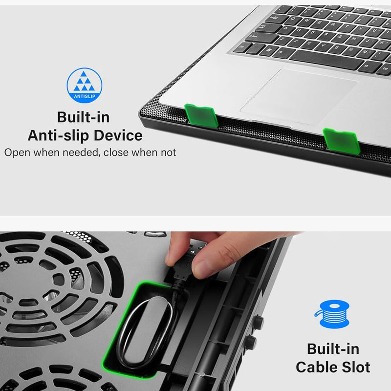 Kootek Laptop Cooling Pad, Laptop Cooler with 5 Quiet Fans for 12