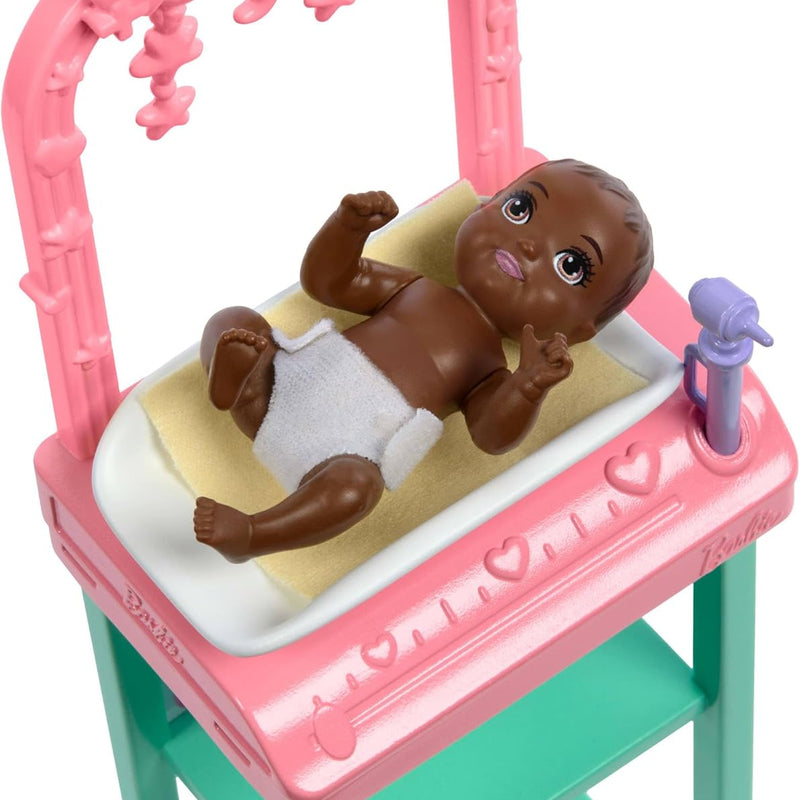 Barbie Baby Doctor Doll with Blonde Fashion Doll Wearing Pink Scrubs, 1 Baby Doll with Baby Accessories & Furniture, JCR72