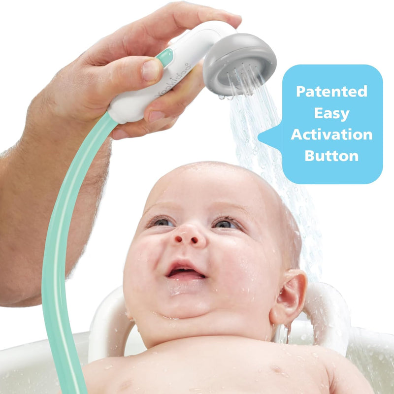 Yookidoo Baby Bath Shower Head - Elephant Water Pump with Trunk Spout Rinser - Control Water Flow from 2 Trunk Knobs in Tub or Sink for Infants and Newborn Babies (Turquiose)
