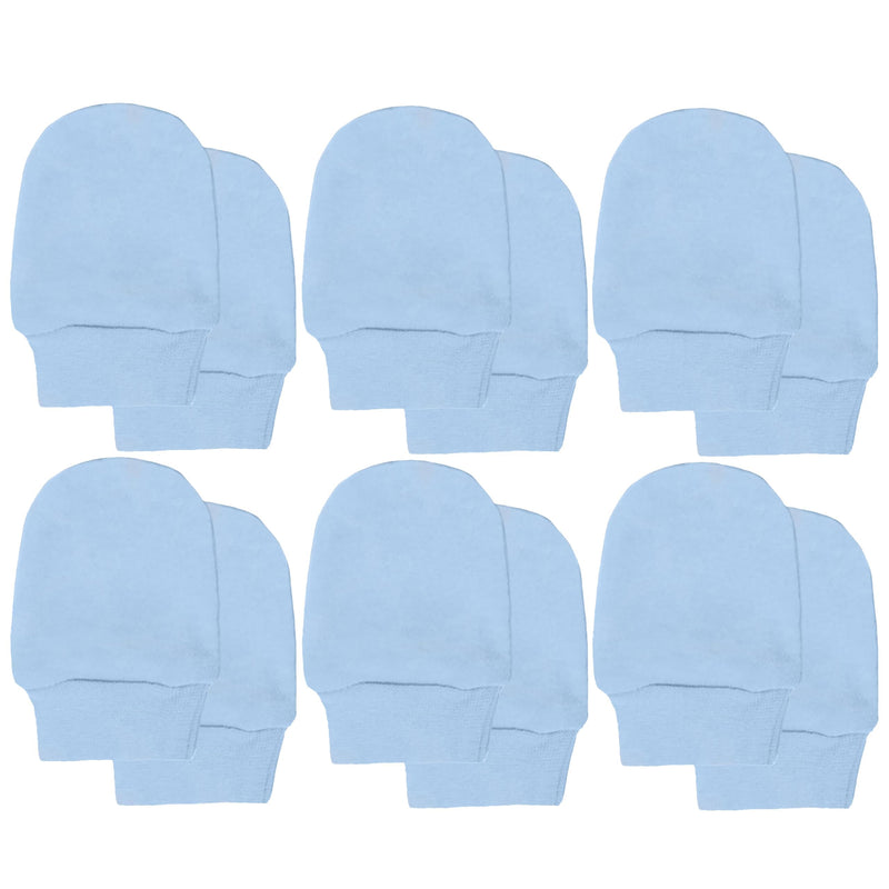 Soft Touch 100% Cotton Baby Anti Scratch Mittens - 4 Pack (Blue)