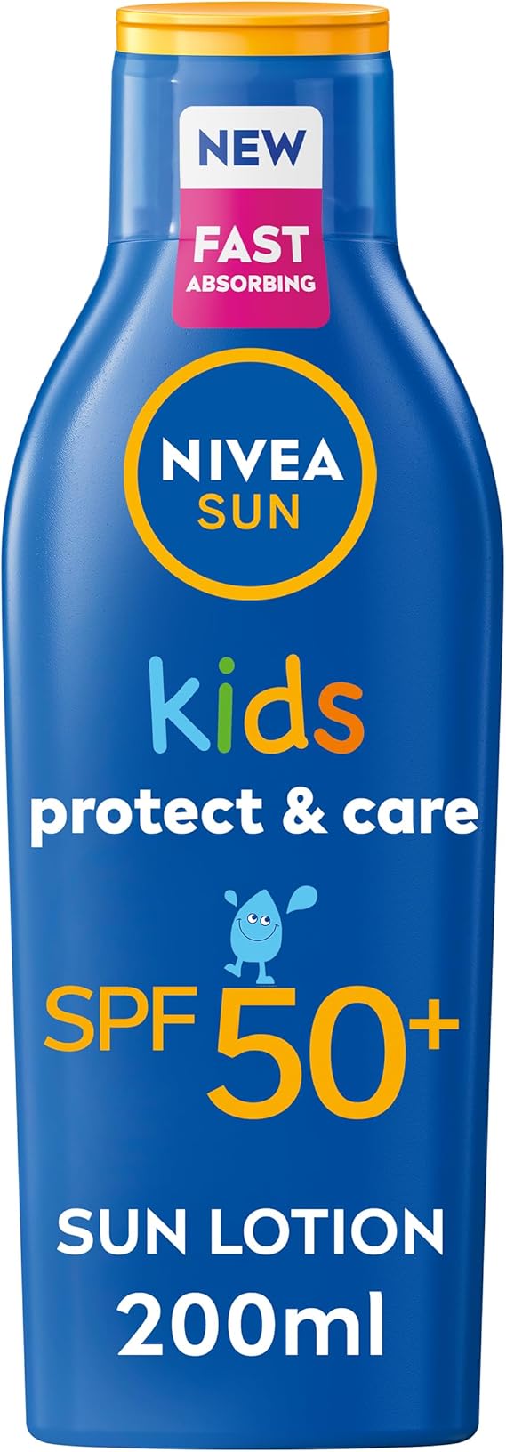 NIVEA SUN Kids Protect & Care SPF 50+ Lotion (200ml), Moisturising Sun Cream Protects Delicate Skin Against Sunburn and Long-Term UV Damage, Fast-Absorbing No White Cast Sun Lotion