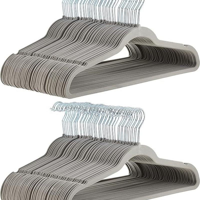 Amazon Basics Slim Velvet Non-Slip Suit Hangers - Pack of 50, Black