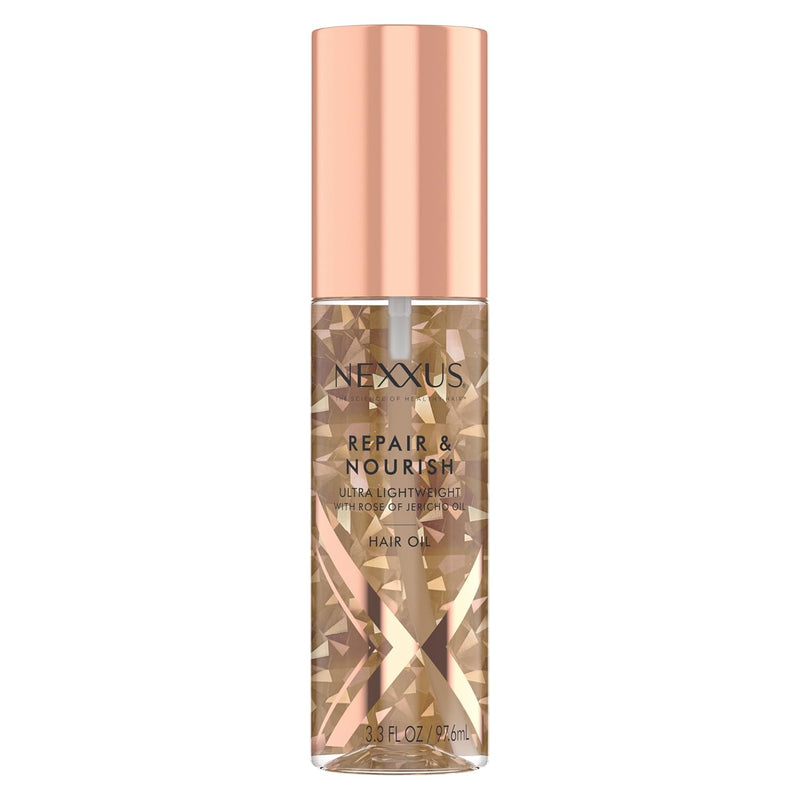 Nexxus Ultra Lightweight Hair Oil Repair & Nourish for Intense Nourishment with StyleProtect Technology & Rose of Jericho Oil 3.3 oz