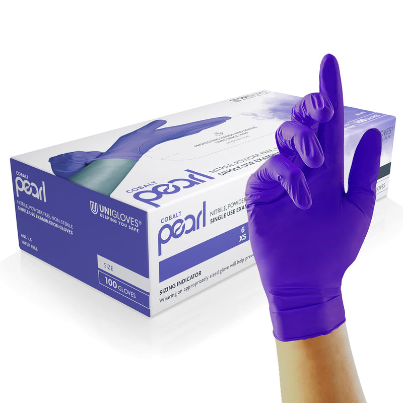 Unigloves Black Pearl Nitrile Examination Gloves - Multipurpose, Powder Free and Latex Free Disposable Gloves - Box of 100 Gloves, Black, Large (GP0034)