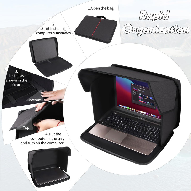Yumt 14” Laptop Sun Shade, Portable Case Laptop Shade, Computer Sun Shade for Working Outside,Contrast Enhancement,Foldable Privacy Cover Hood 2-in-1 (Patent Pending)