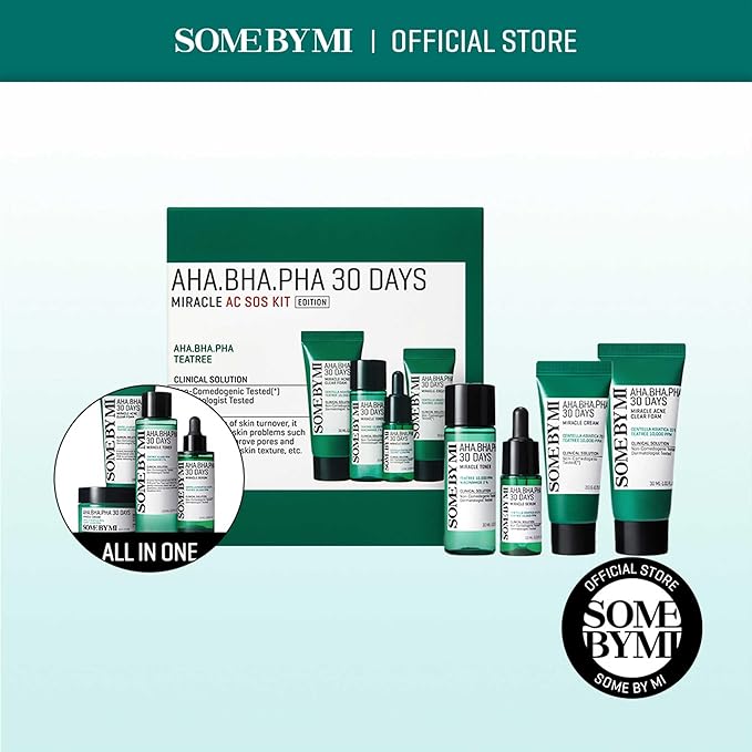 SOME BY MI Aha.Bha.PHA 30Days Starter Limited Edition 4 Pcs Set (Toner 30ml+Serum 10ml+Cream 20g+Miracle Acne Clear Foam 30ml) Miracle AC SOS Kit