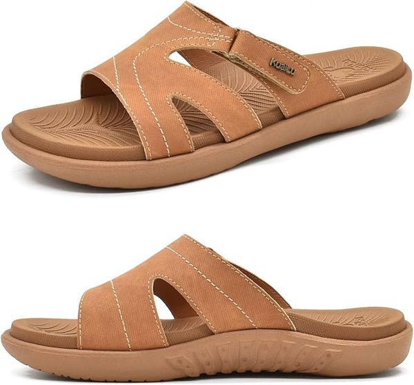 KuaiLu Womens Fashion Orthotic Slides Ladies Lightweight Athletic Yoga Mat Sandals Slip on Thick Cushion Slippers Sandals with Comfortable Plantar Fasciitis Arch Support