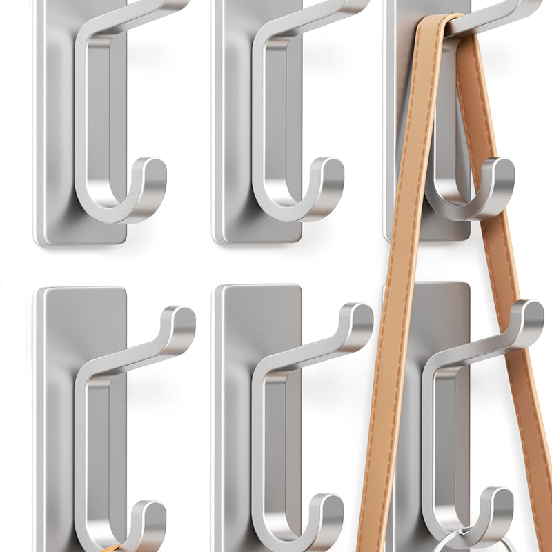 Self Adhesive Hooks, Extra Sticky and Strong, Hanging up to 6KG, Heavy Duty Stick on, No-Nail Hook for Back of Door, Black, 4 Pack
