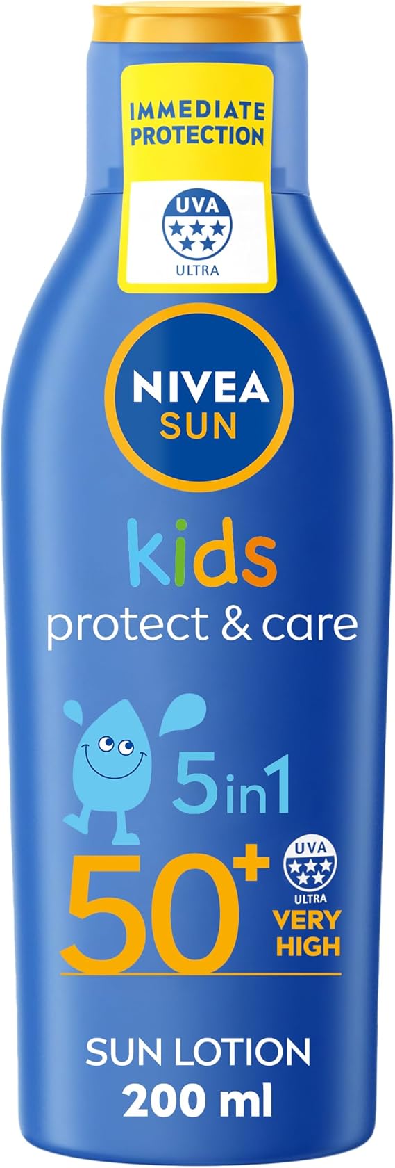 NIVEA Sun Kids Protect & Care SPF 50+ Lotion (200ml), Moisturising Sun Cream Protects Delicate Skin Against Sunburn and Long-Term UV Damage, Fast-Absorbing Sun Lotion