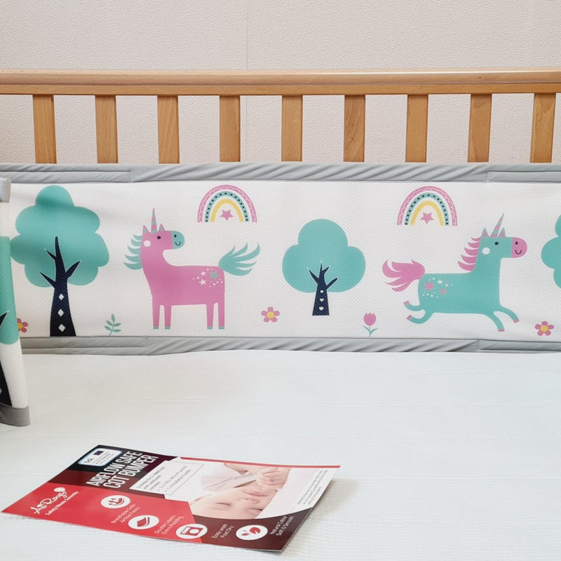 AiRoya Brethable Mesh Cot Bumper for 2-Sided Cot and Cotbed with Solid Ends