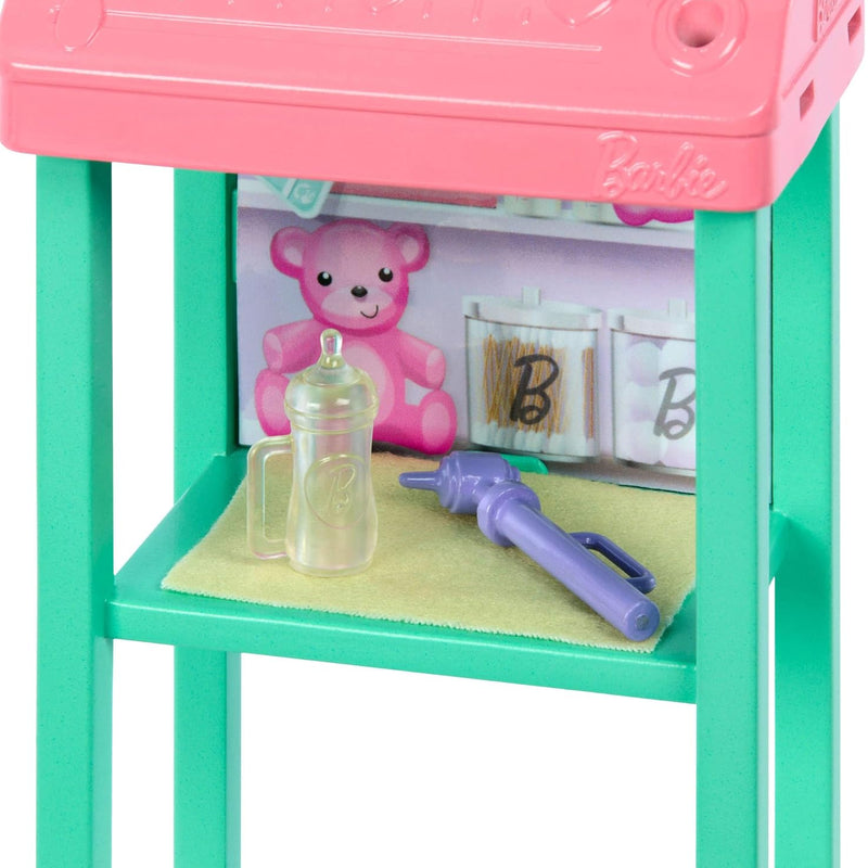 Barbie Baby Doctor Doll with Blonde Fashion Doll Wearing Pink Scrubs, 1 Baby Doll with Baby Accessories & Furniture, JCR72